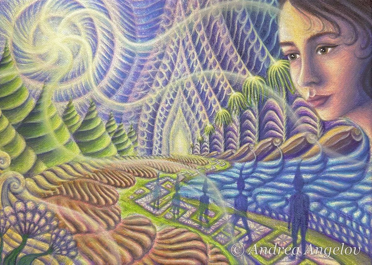 The Transition (2026) — visionary fine art print of an original oil painting by Andrea Angelov